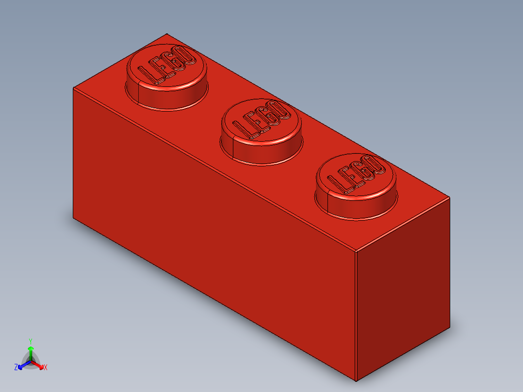 乐高套装 4421基本积木-362221 Bright Red Brick 1 x 3.STEP正等轴测图