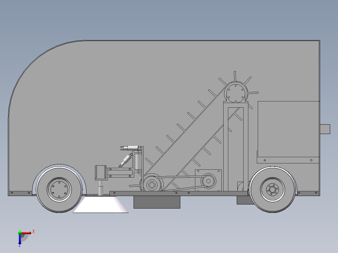道路落叶清扫车设计（含三维+二维+说明书）俯视图