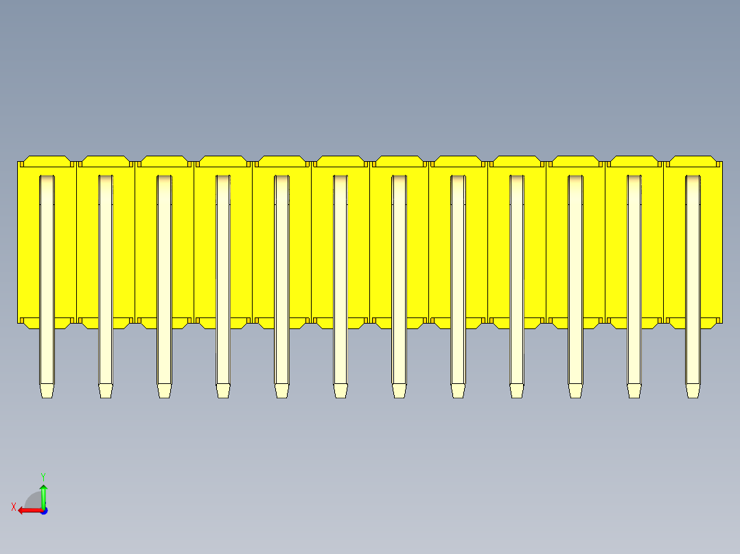 彩色公排针 100mil 2.54mm 系列-DS1022_yellow_3x12p_100mil_TypeD_rev1.0后视图