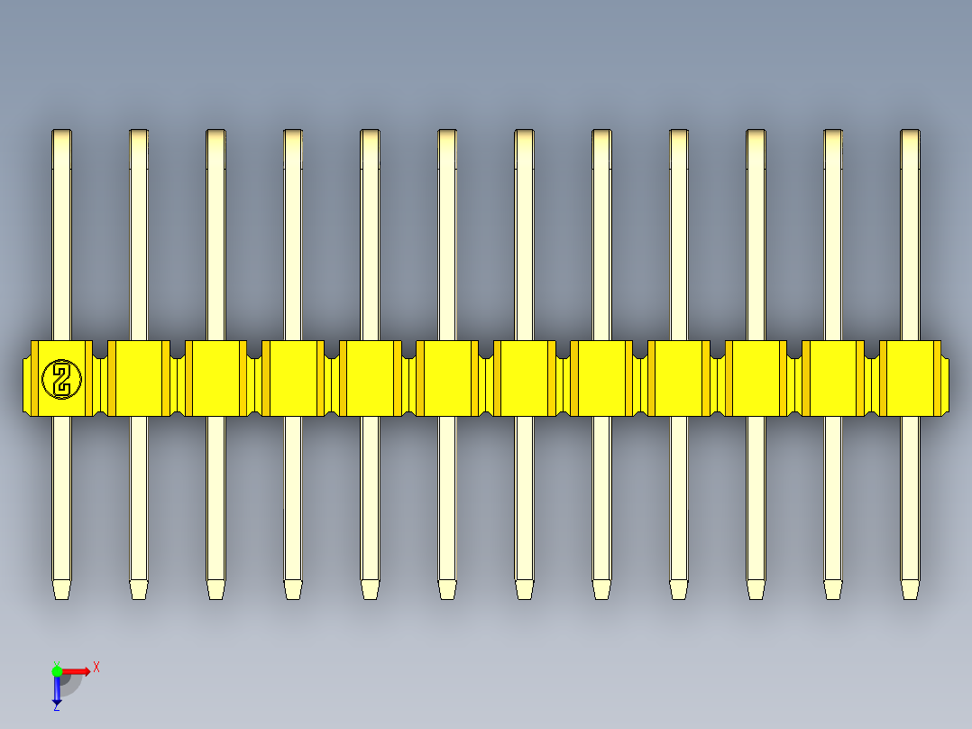 彩色公排针 100mil 2.54mm 系列-DS1022_yellow_3x12p_100mil_TypeD_rev1.0俯视图