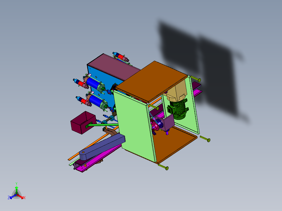 活塞式酱料灌装机生产线正等轴测图