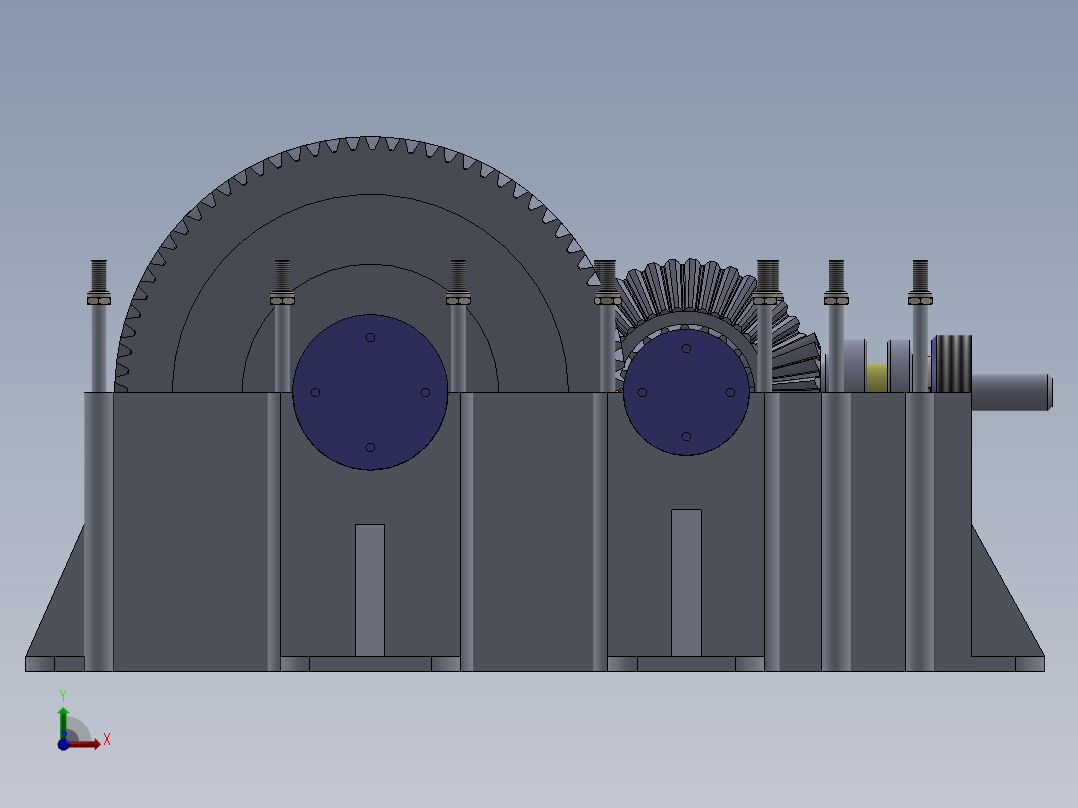两级（斜齿）齿轮箱毕业设计论文 Solidworks图纸 pdf文档前视图