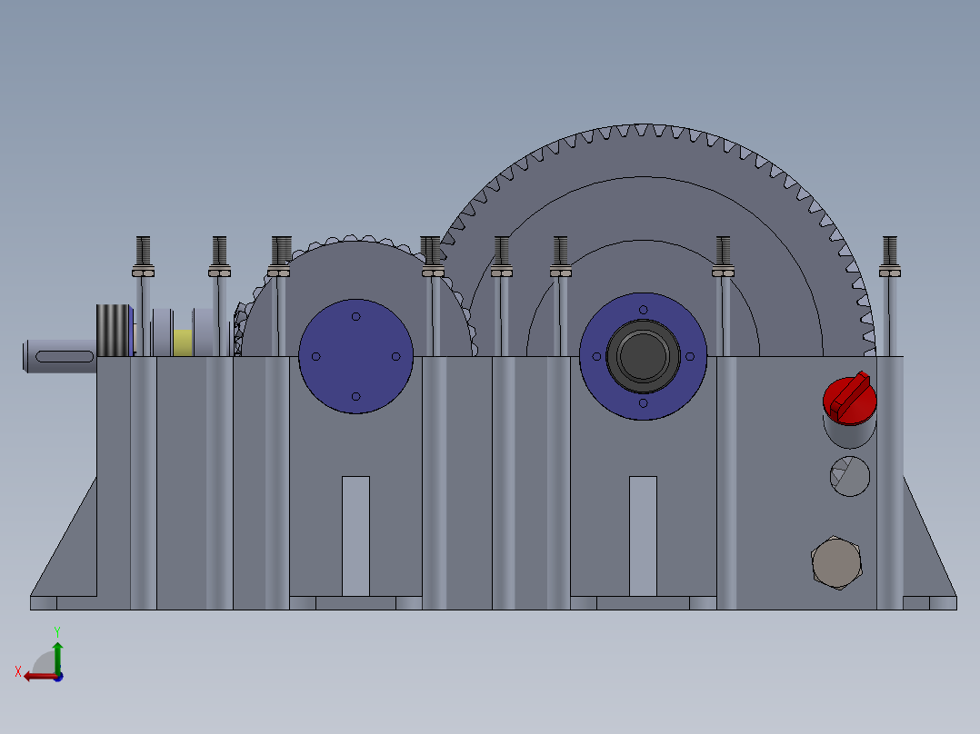 两级（斜齿）齿轮箱毕业设计论文 Solidworks图纸 pdf文档后视图