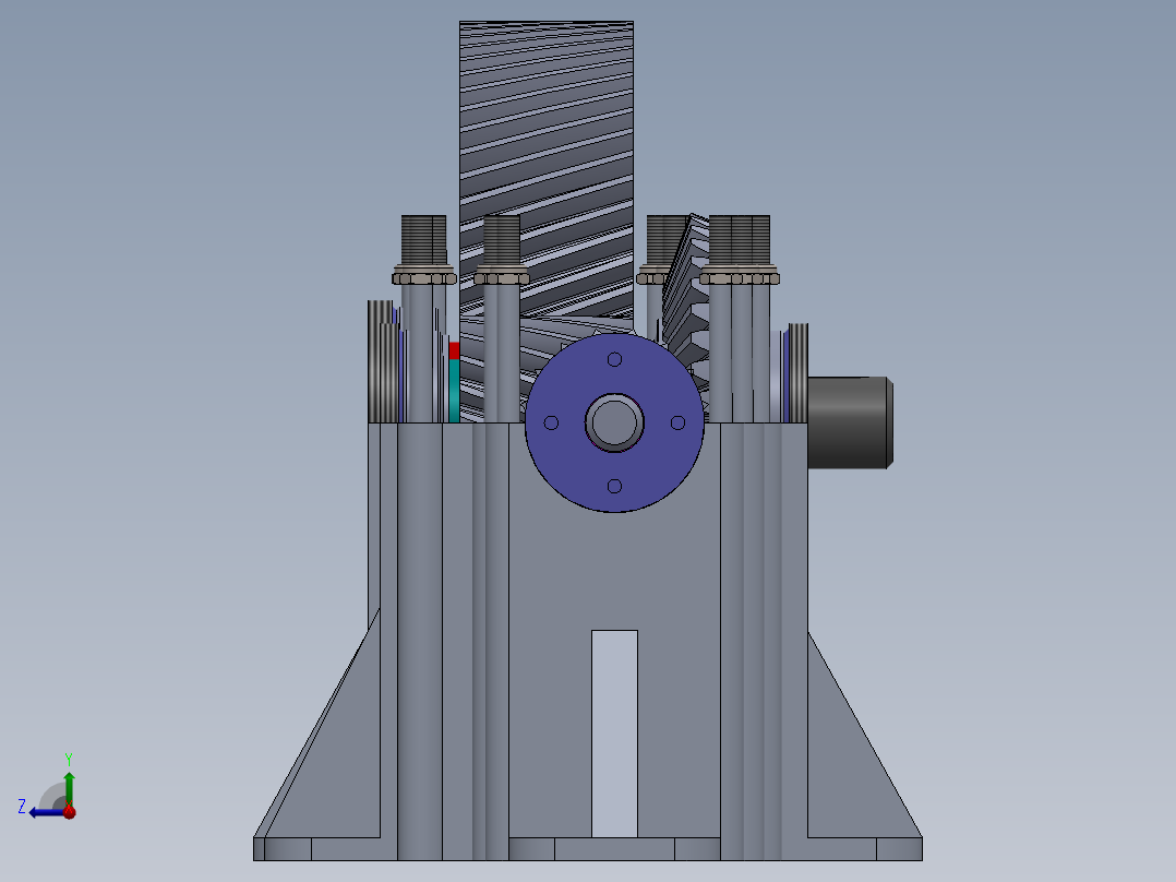 两级（斜齿）齿轮箱毕业设计论文 Solidworks图纸 pdf文档右视图