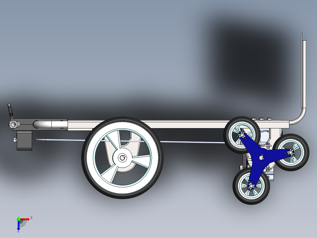 电动爬楼助力车结构设计含三维二维说明书俯视图