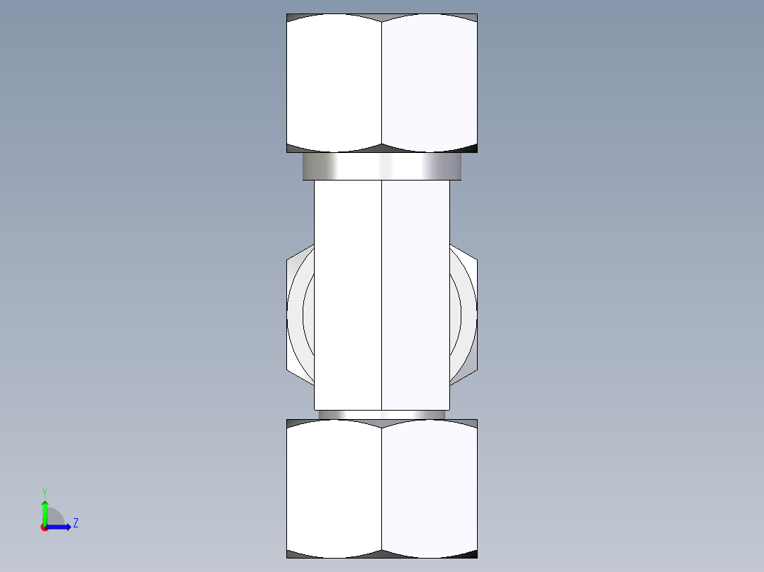 卡套式工业通用硬管接头EO_Swivel_nut_run_tee_EL12S71左视图