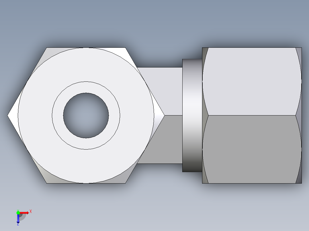 卡套式工业通用硬管接头EO_Swivel_nut_run_tee_EL12S71俯视图
