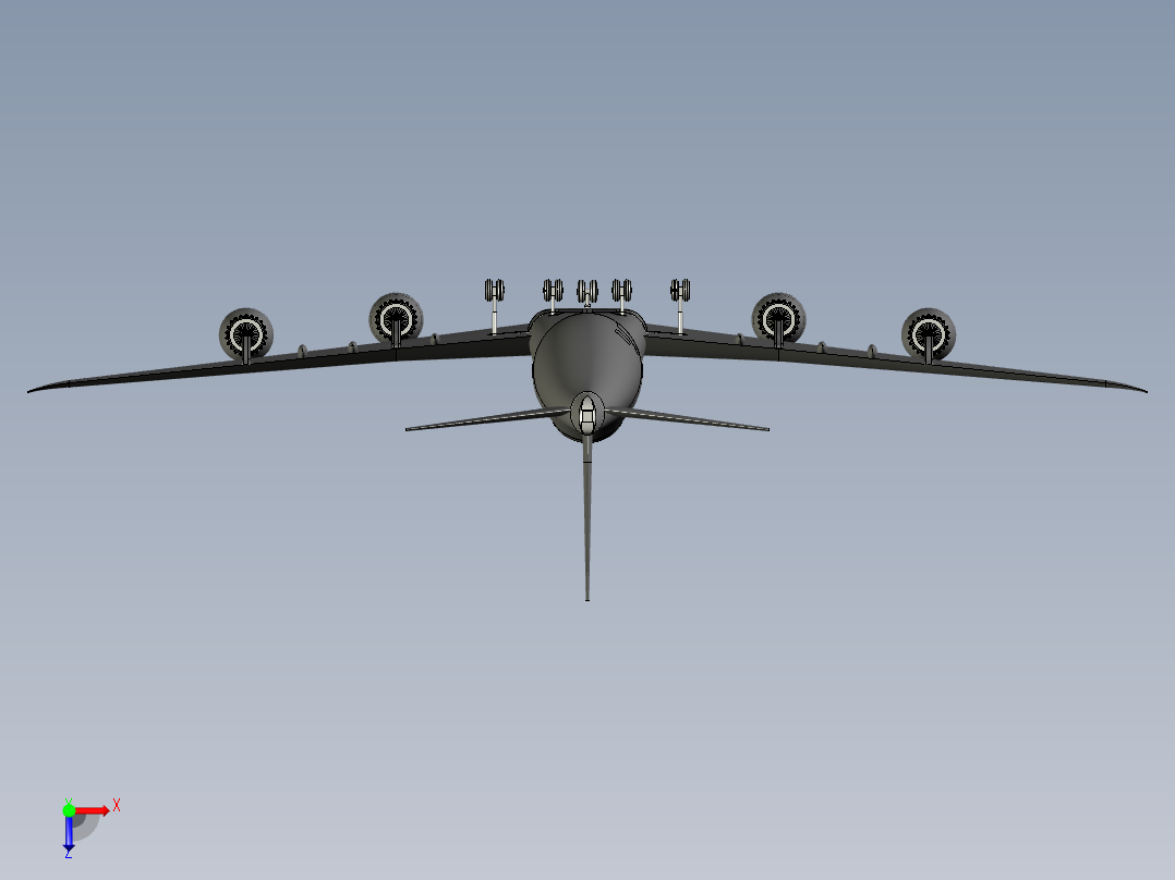 boeing-747-8f-transport-aircraft-multi-part-solid-assembly-model俯视图