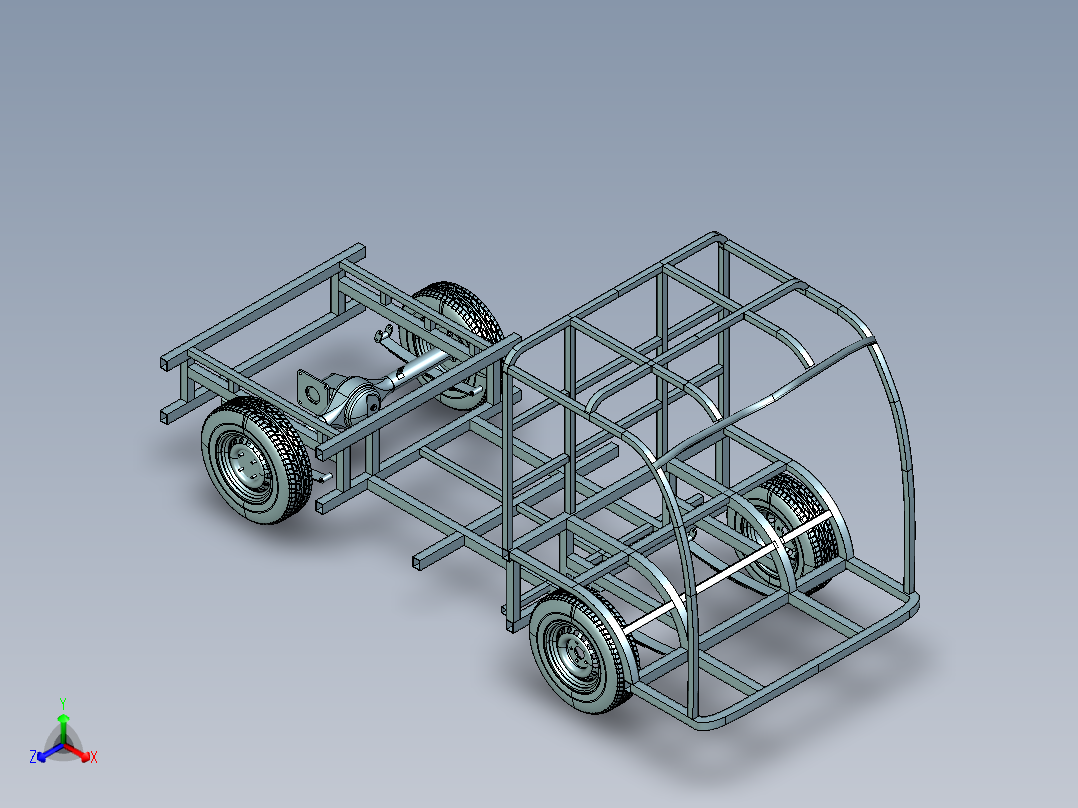售货车车架正等轴测图