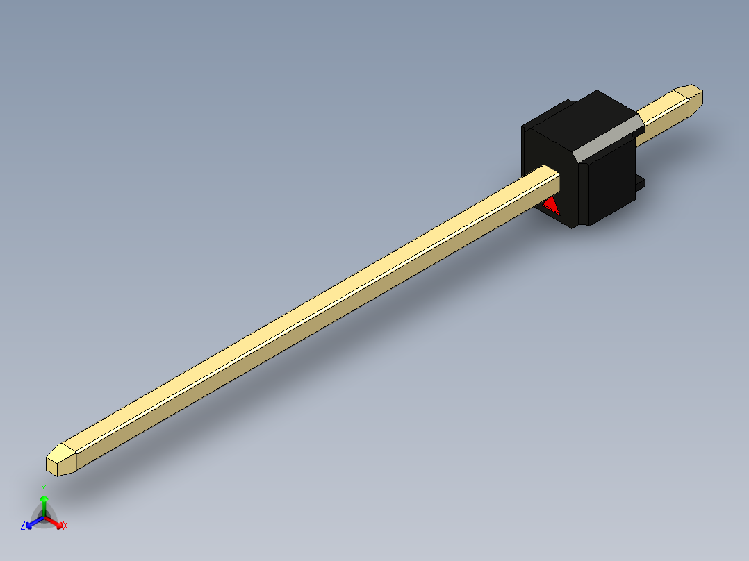 彩色公头100mil（2.54mm）系列-DS1021_black_1x01p_100mil_Type19_rev1.0正等轴测图