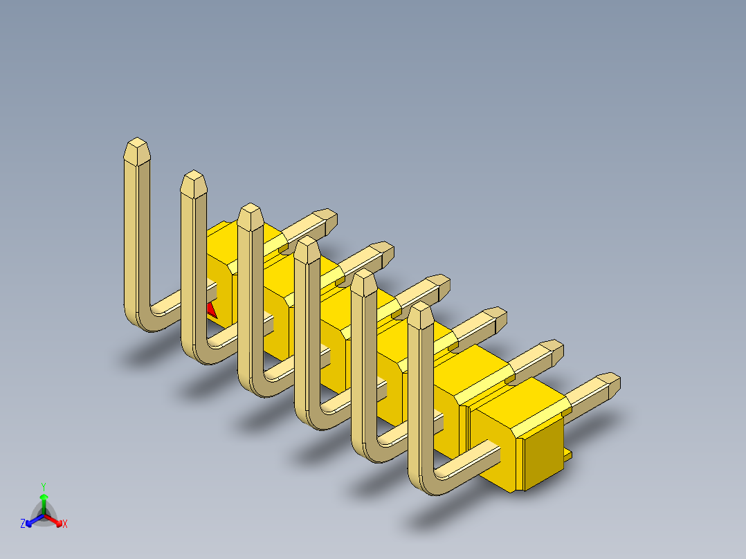 彩色公排针 100mil 2.54mm 系列-DS1022_yellow_06p_100mil_TypeU_rev1.0