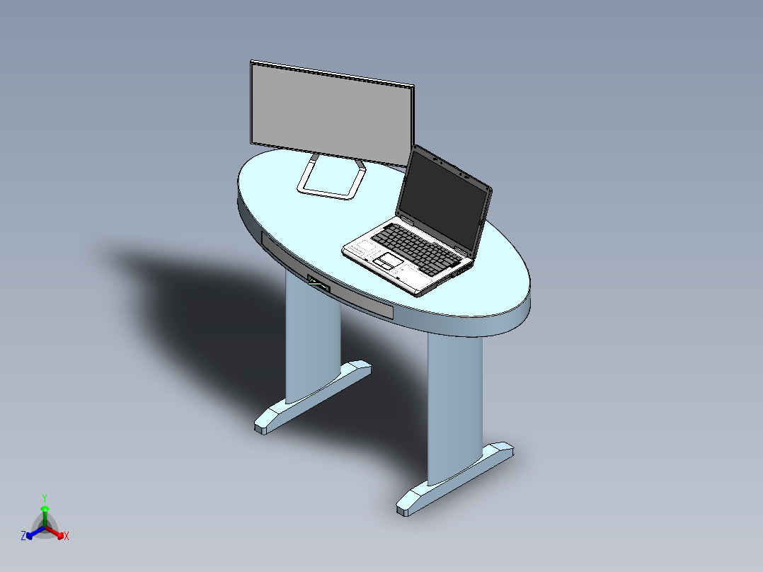 钣金电脑桌A正等轴测图