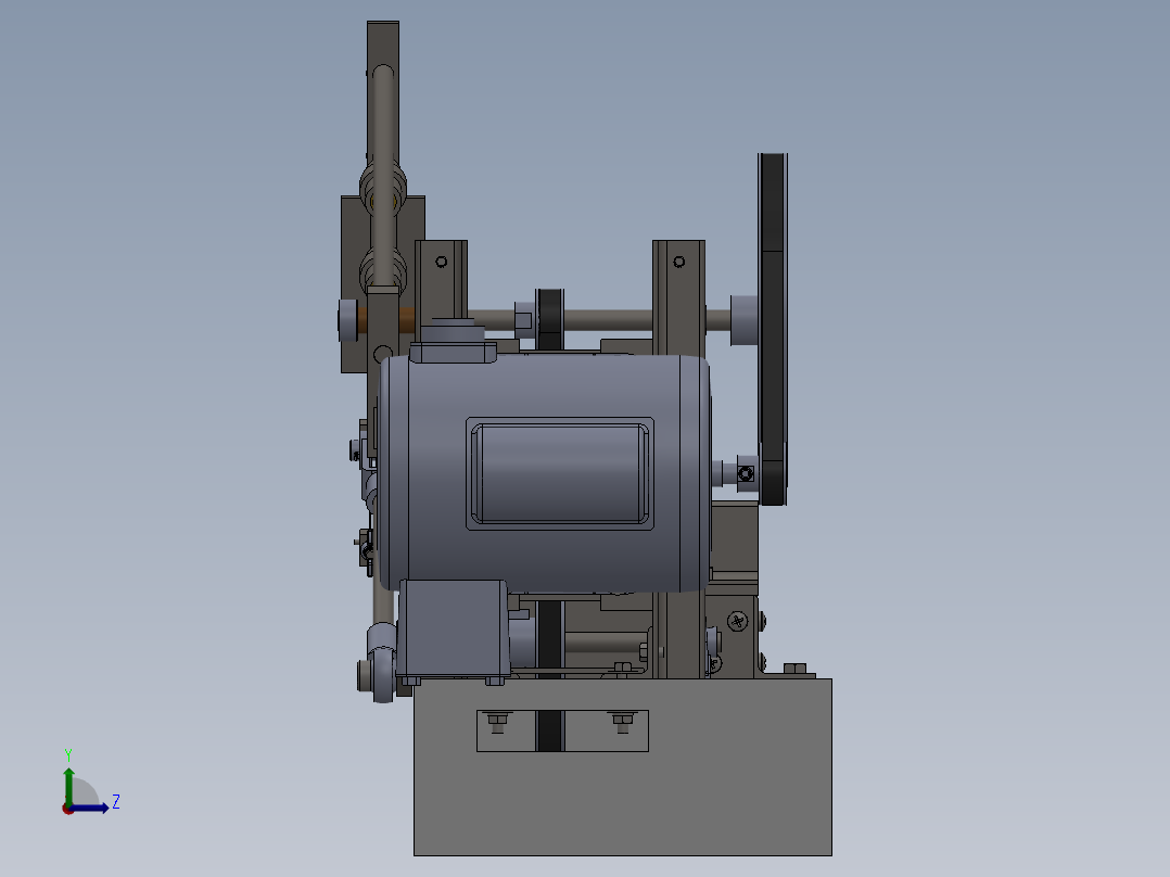 金工锯床电动弓锯3D模型图纸 Solidworks设计左视图