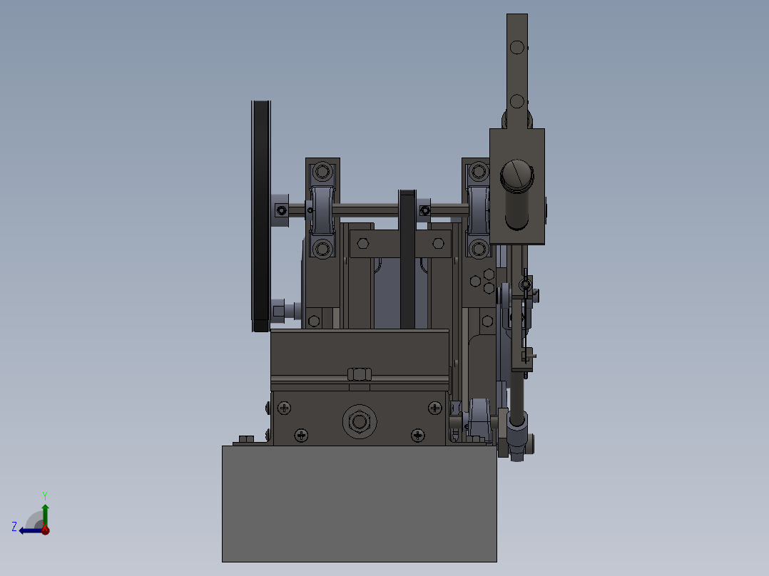 金工锯床电动弓锯3D模型图纸 Solidworks设计右视图