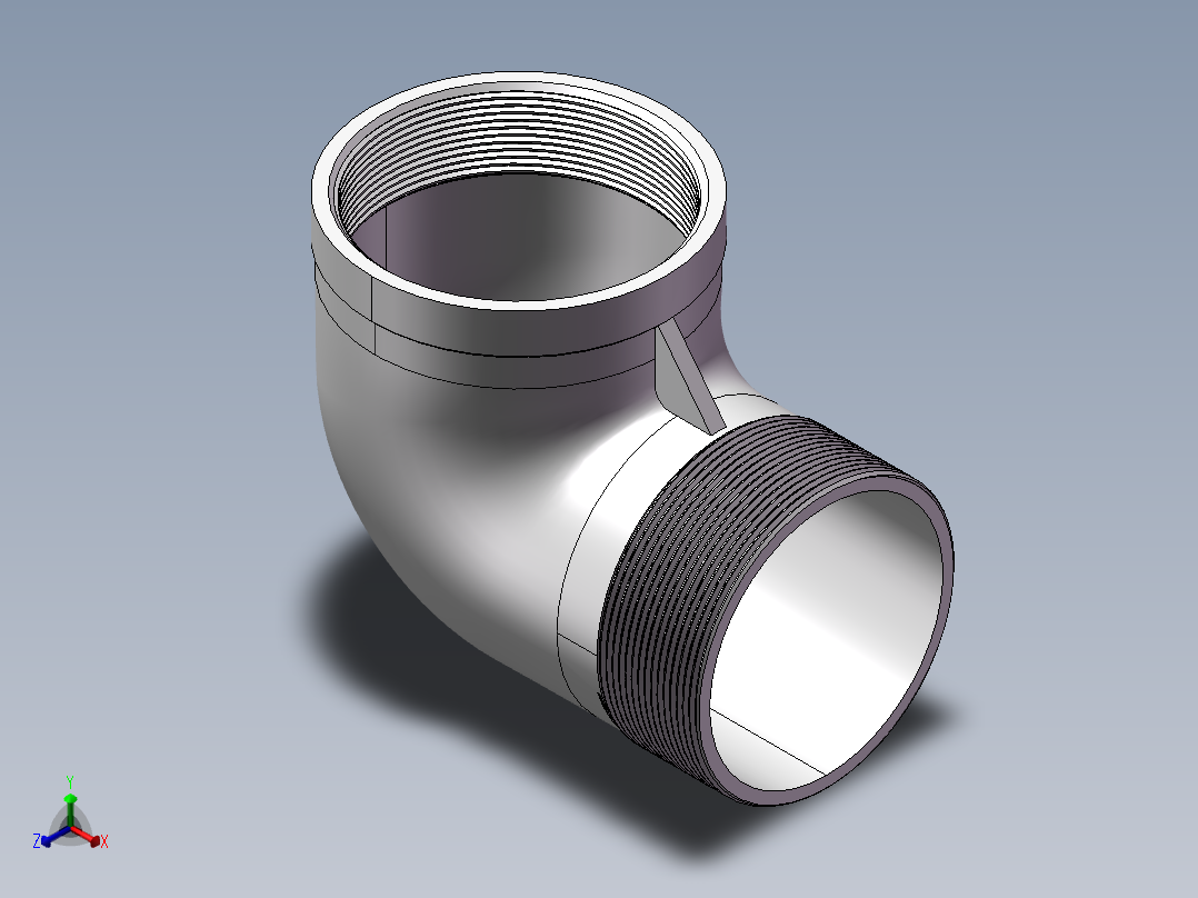 弯头-等径内外丝 DN80正等轴测图