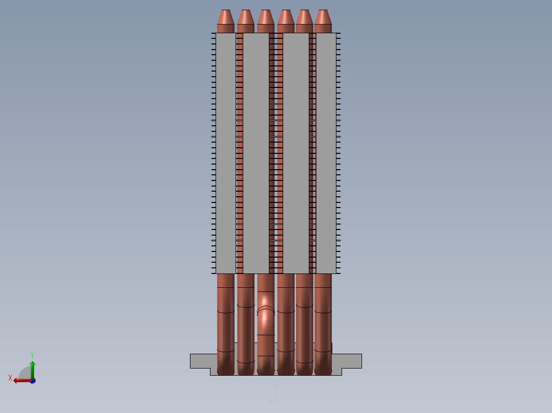 单面六铜管散热器后视图