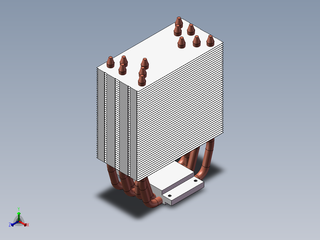 单面六铜管散热器正等轴测图