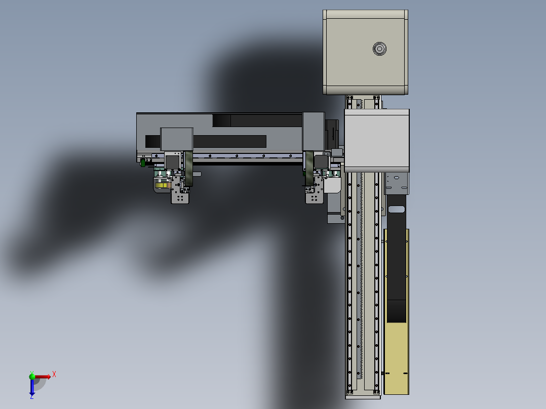 注塑机五轴伺服双截机械手俯视图