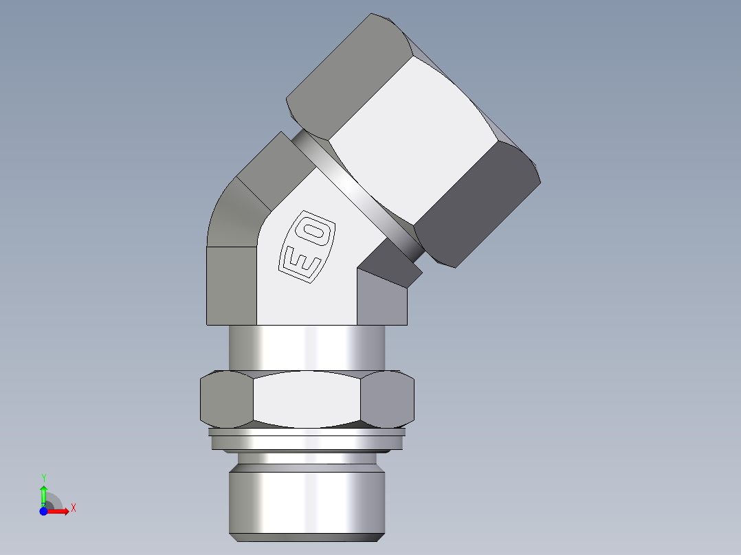 卡套式工业通用硬管接头EO_Adjustable_locknut_45_deg_elbow_VEE20SMCF前视图