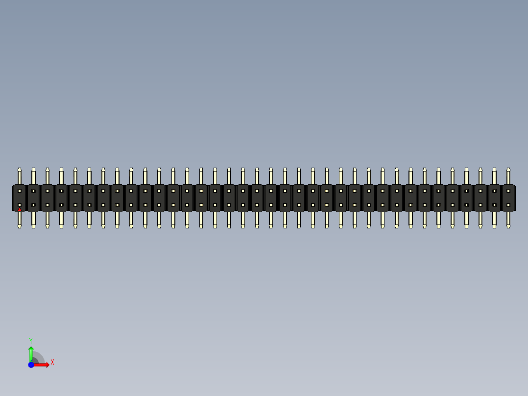 彩色公排针 100mil 2.54mm 系列-DS1022_black_72p_100mil_TypeSMT_rev1.0前视图