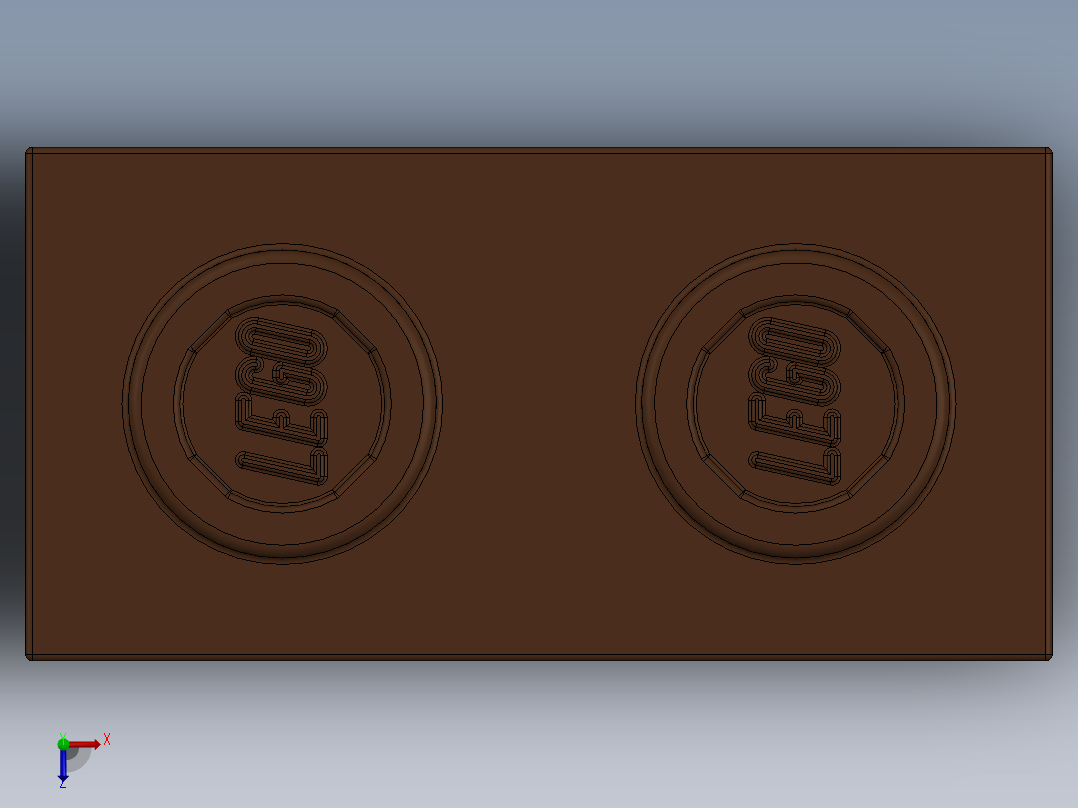 乐高机械组积木（横梁）-4211252 - 3700 Reddish Brown Technic Brick 1 x 2 with Hole俯视图