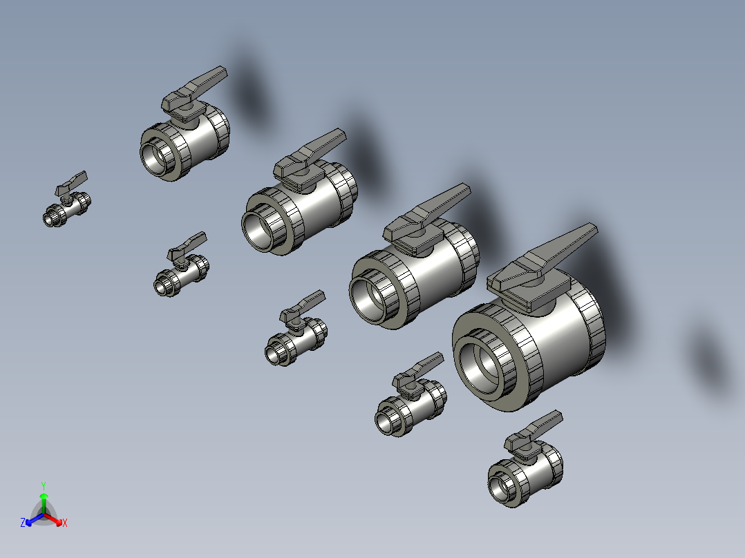 PVC球阀正等轴测图