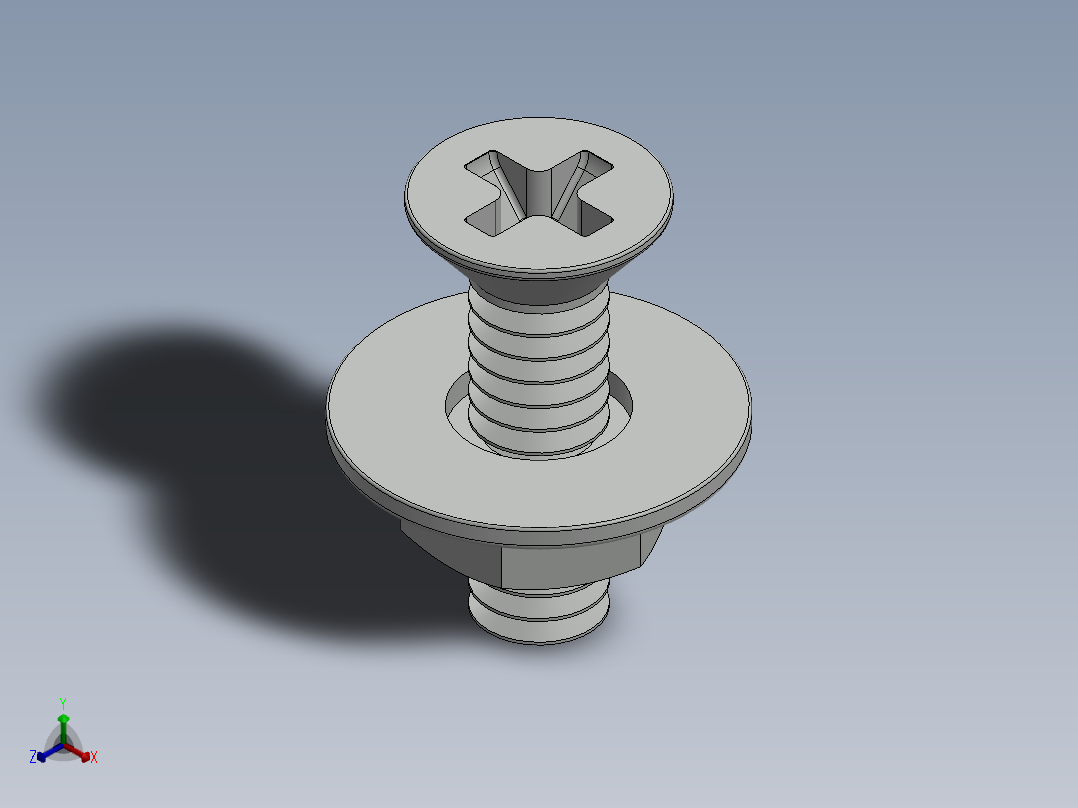 紧固件-0.2500 Flathead正等轴测图