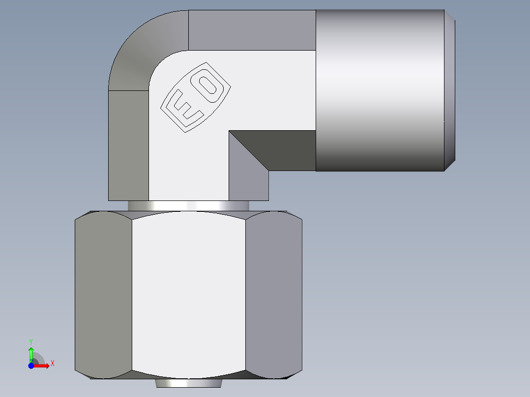 卡套式工业通用硬管接头EO_Swivel_nut_elbow_EW06SOMDCF前视图