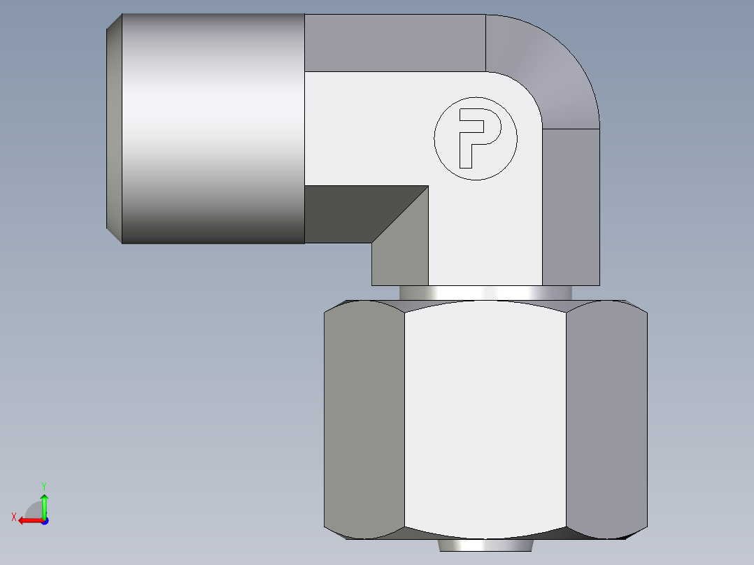 卡套式工业通用硬管接头EO_Swivel_nut_elbow_EW06SOMDCF后视图