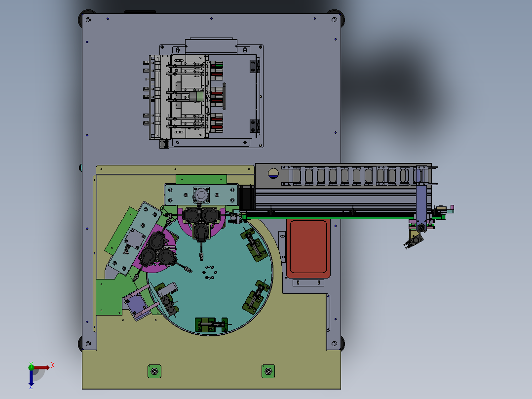 多轴自动螺丝机（sw16可编辑+工程图+bom）俯视图