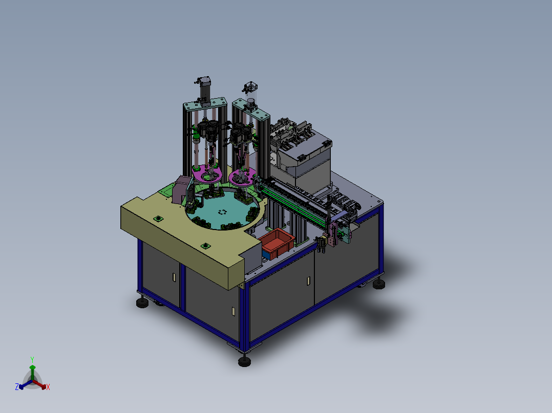 多轴自动螺丝机（sw16可编辑+工程图+bom）正等轴测图