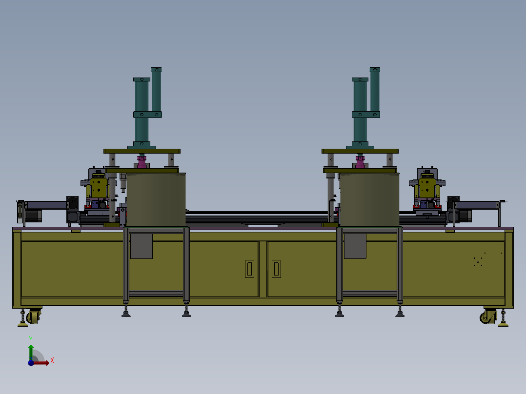 新能源动力电池装支架中框套钉设备sw21可编辑前视图