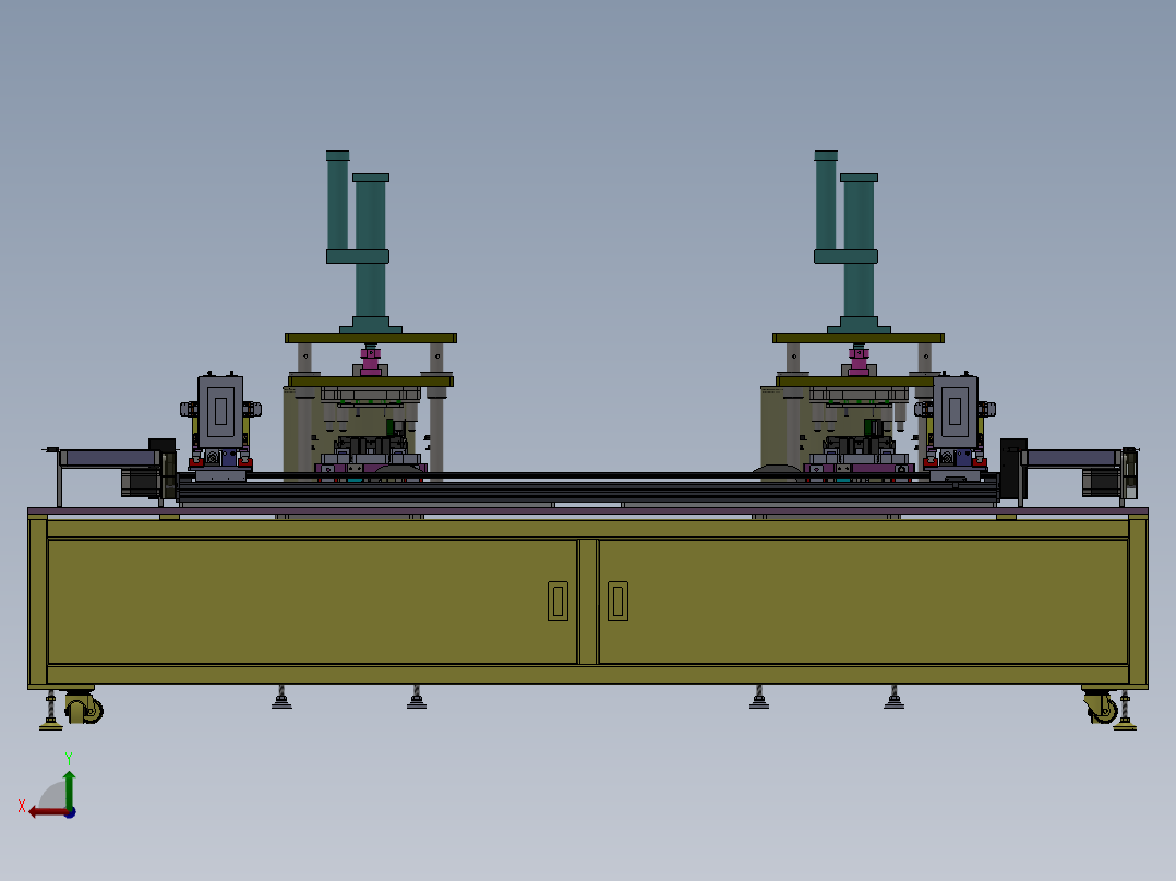 新能源动力电池装支架中框套钉设备sw21可编辑后视图