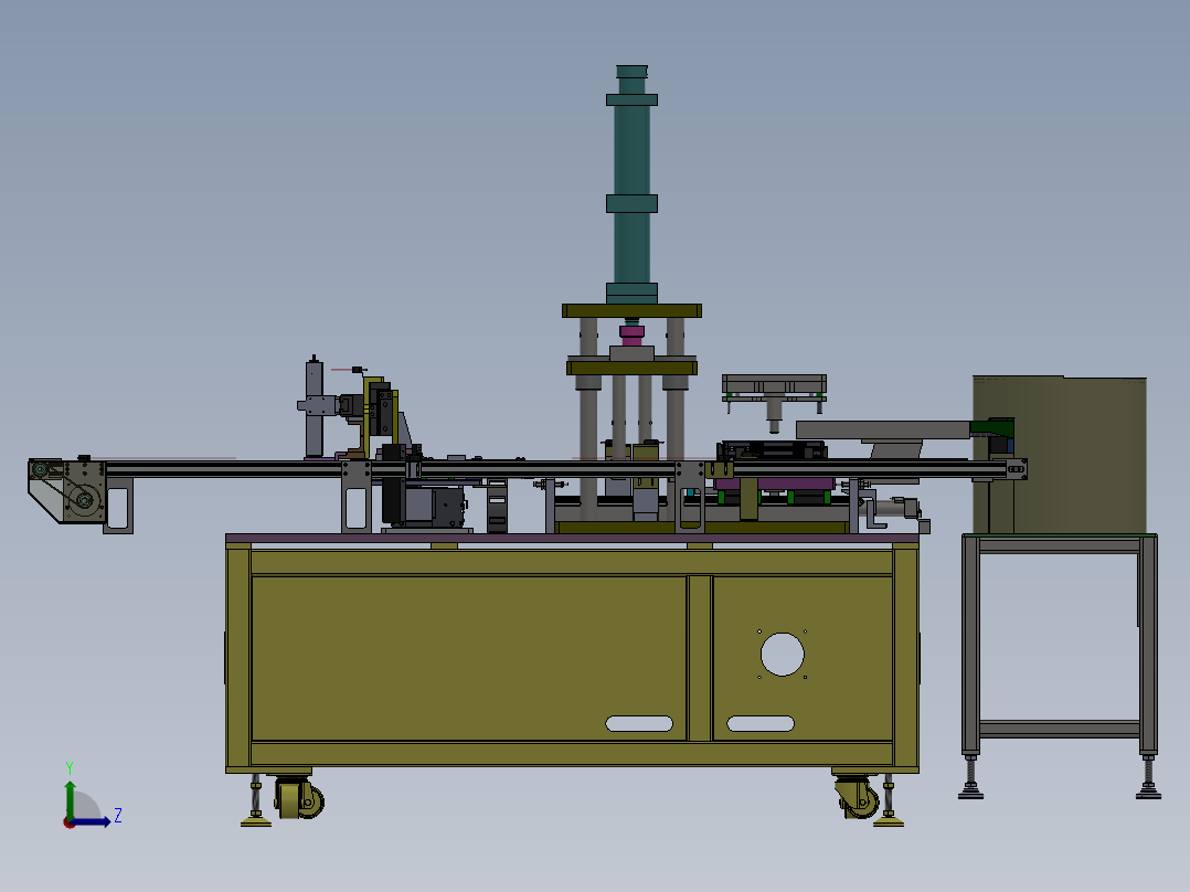 新能源动力电池装支架中框套钉设备sw21可编辑左视图