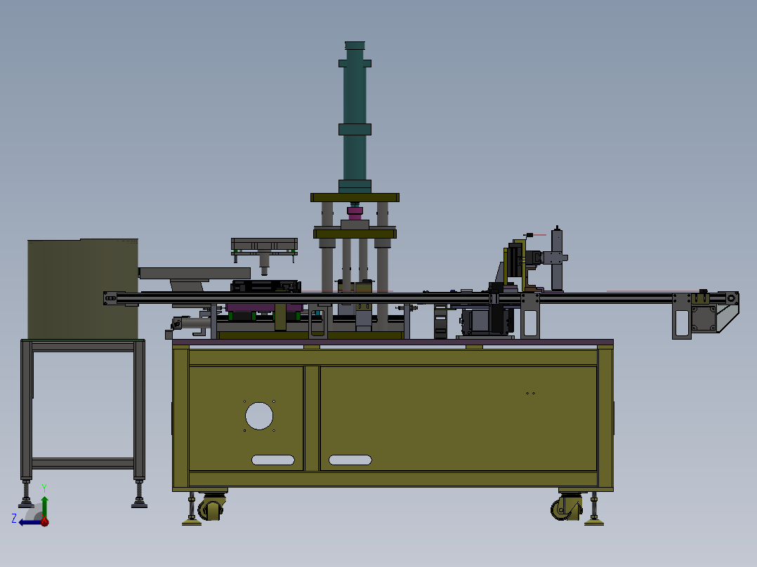 新能源动力电池装支架中框套钉设备sw21可编辑右视图
