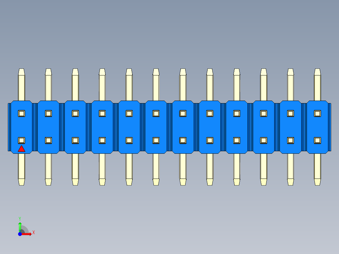 彩色公排针 100mil 2.54mm 系列-DS1022_blue_24p_100mil_TypeSMT_rev1.0前视图