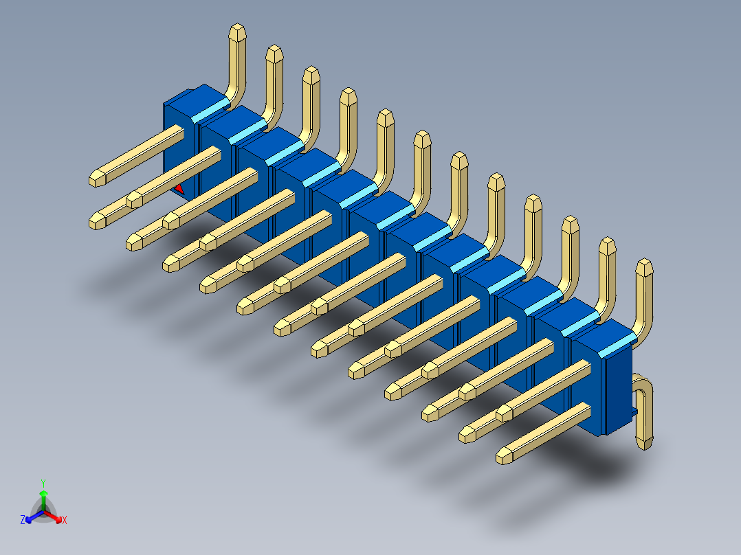 彩色公排针 100mil 2.54mm 系列-DS1022_blue_24p_100mil_TypeSMT_rev1.0正等轴测图