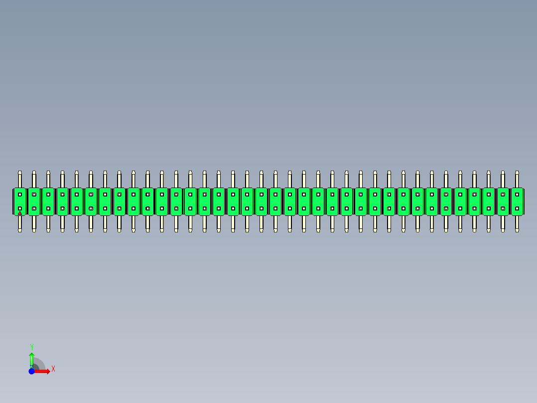 彩色公排针 100mil 2.54mm 系列-DS1022_green_72p_100mil_TypeSMT_rev1.0前视图