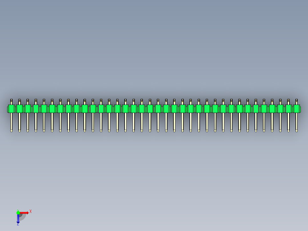 彩色公排针 100mil 2.54mm 系列-DS1022_green_72p_100mil_TypeSMT_rev1.0俯视图