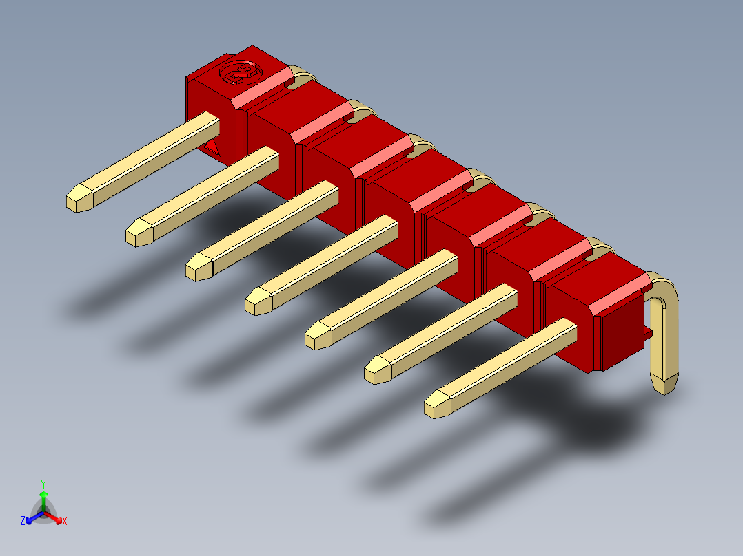 彩色公排针 100mil 2.54mm 系列-DS1022_red_1x07p_100mil_TypeD_rev1.0