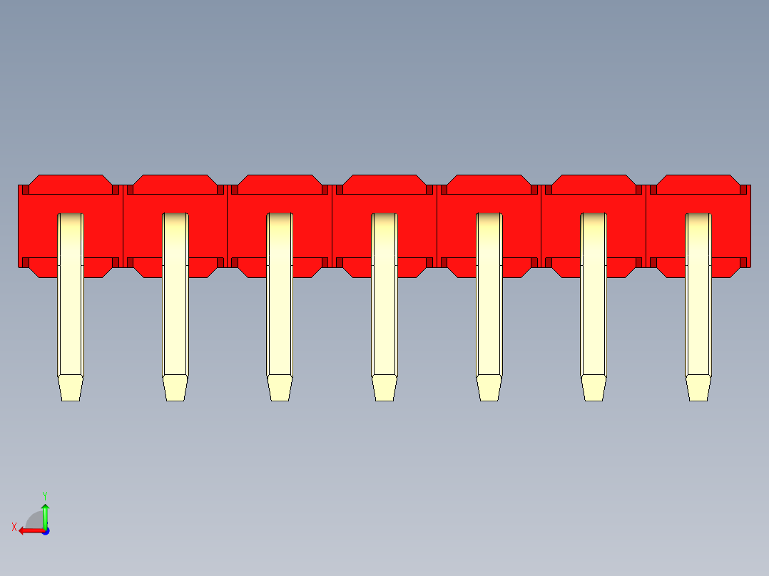 彩色公排针 100mil 2.54mm 系列-DS1022_red_1x07p_100mil_TypeD_rev1.0后视图