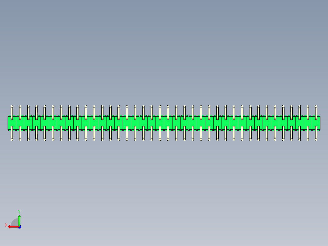 彩色公排针 100mil 2.54mm 系列-DS1022_green_76p_100mil_TypeSMT_rev1.0后视图