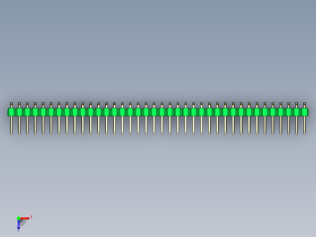 彩色公排针 100mil 2.54mm 系列-DS1022_green_76p_100mil_TypeSMT_rev1.0俯视图
