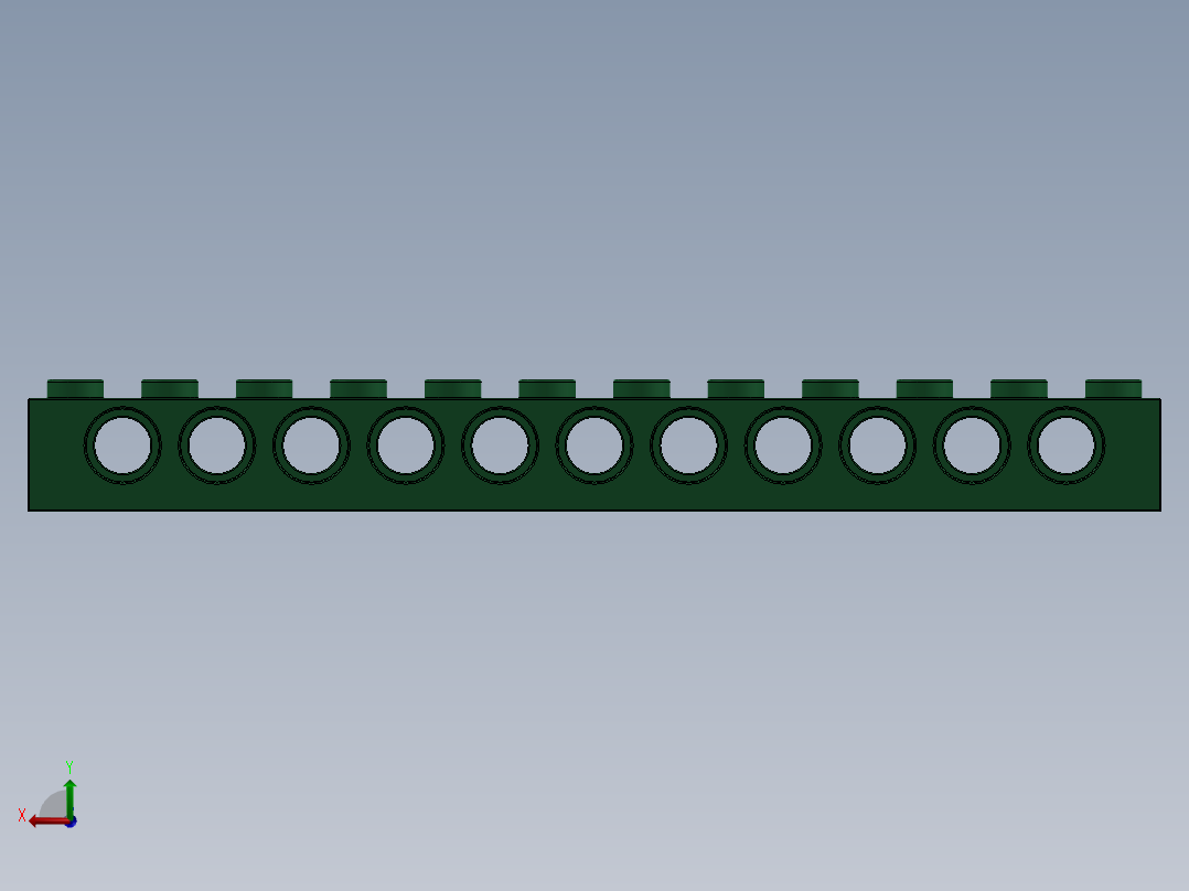 乐高机械组积木（横梁）-42100559 - 3895 Dark Green Technic Brick 1 x 12 with Holes后视图