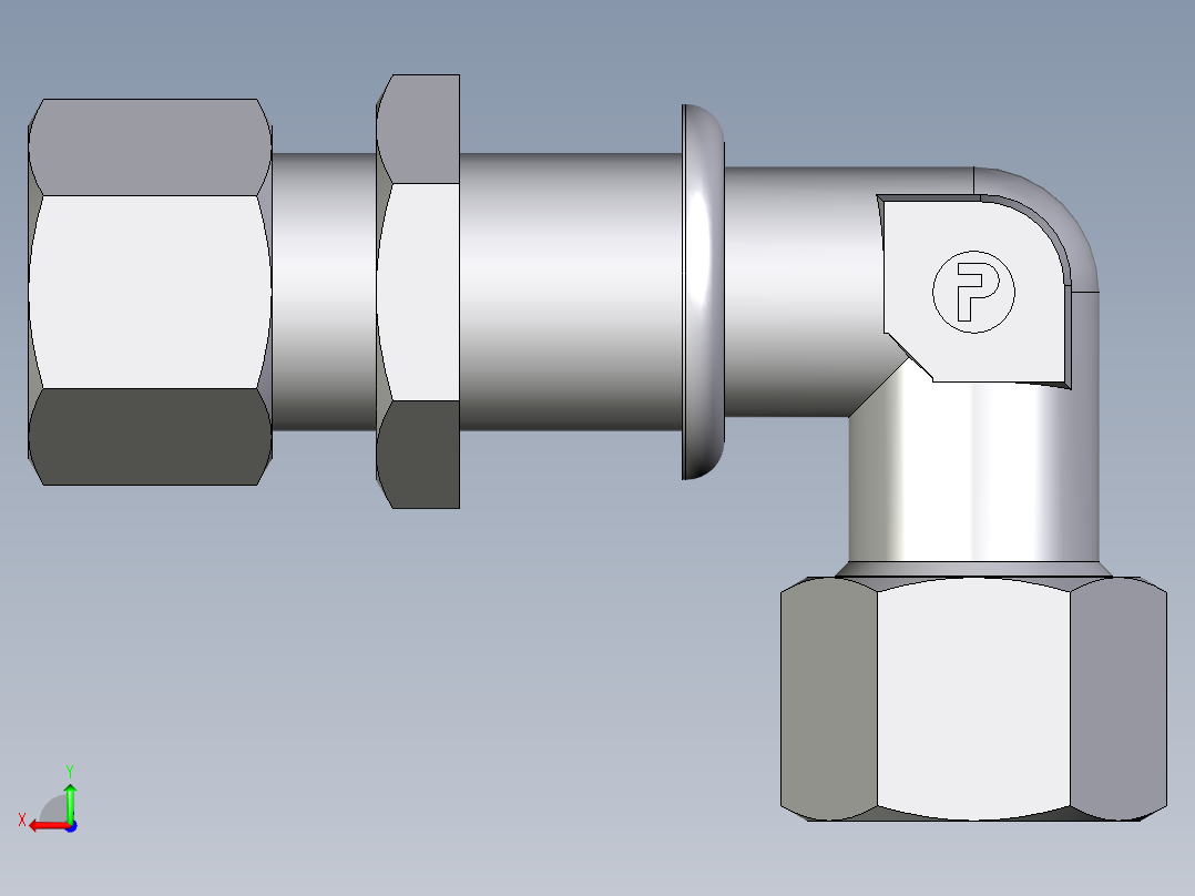 卡套式工业通用硬管接头EO_Bulkhead_elbow_WSV12SCF后视图