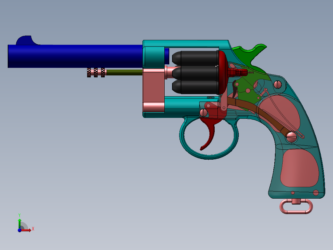 完整结构的45式手枪前视图