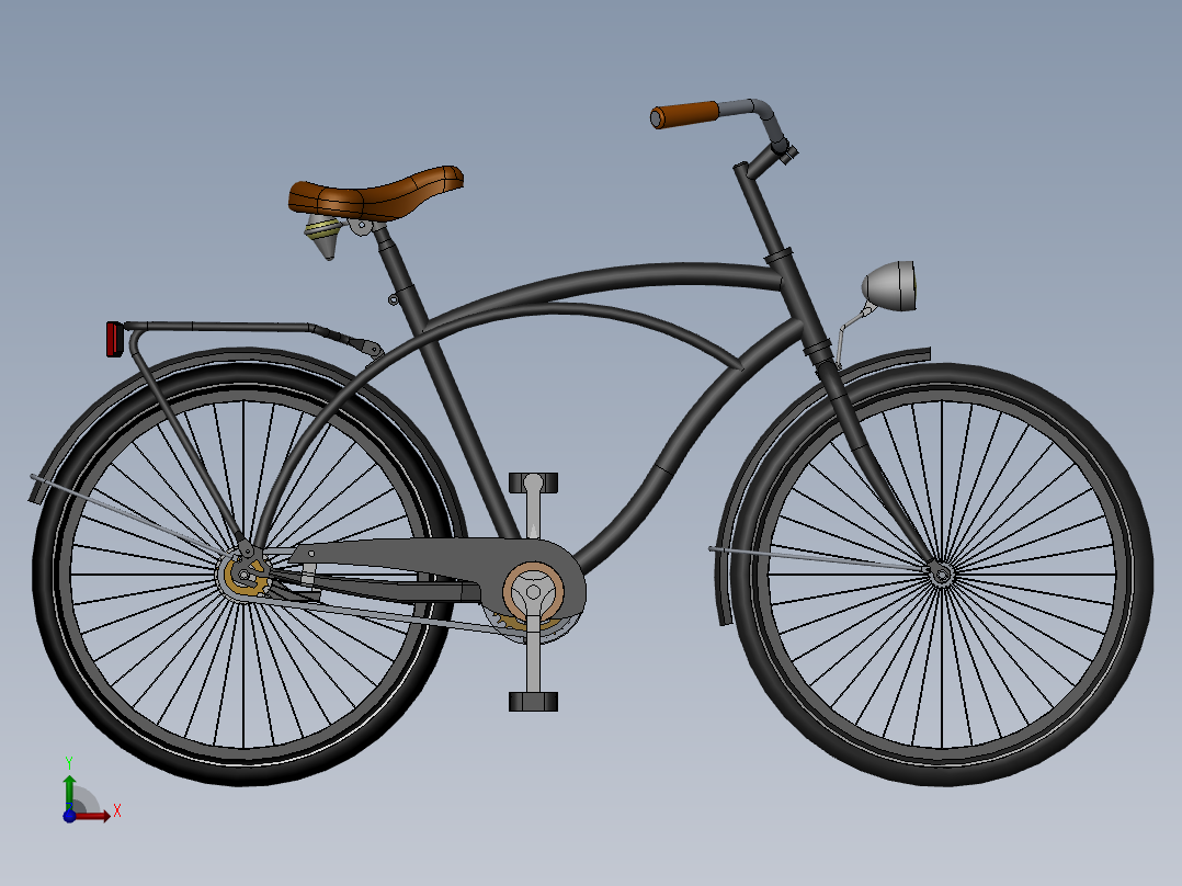 3---自行车2STEP三维图纸模型设计图纸前视图