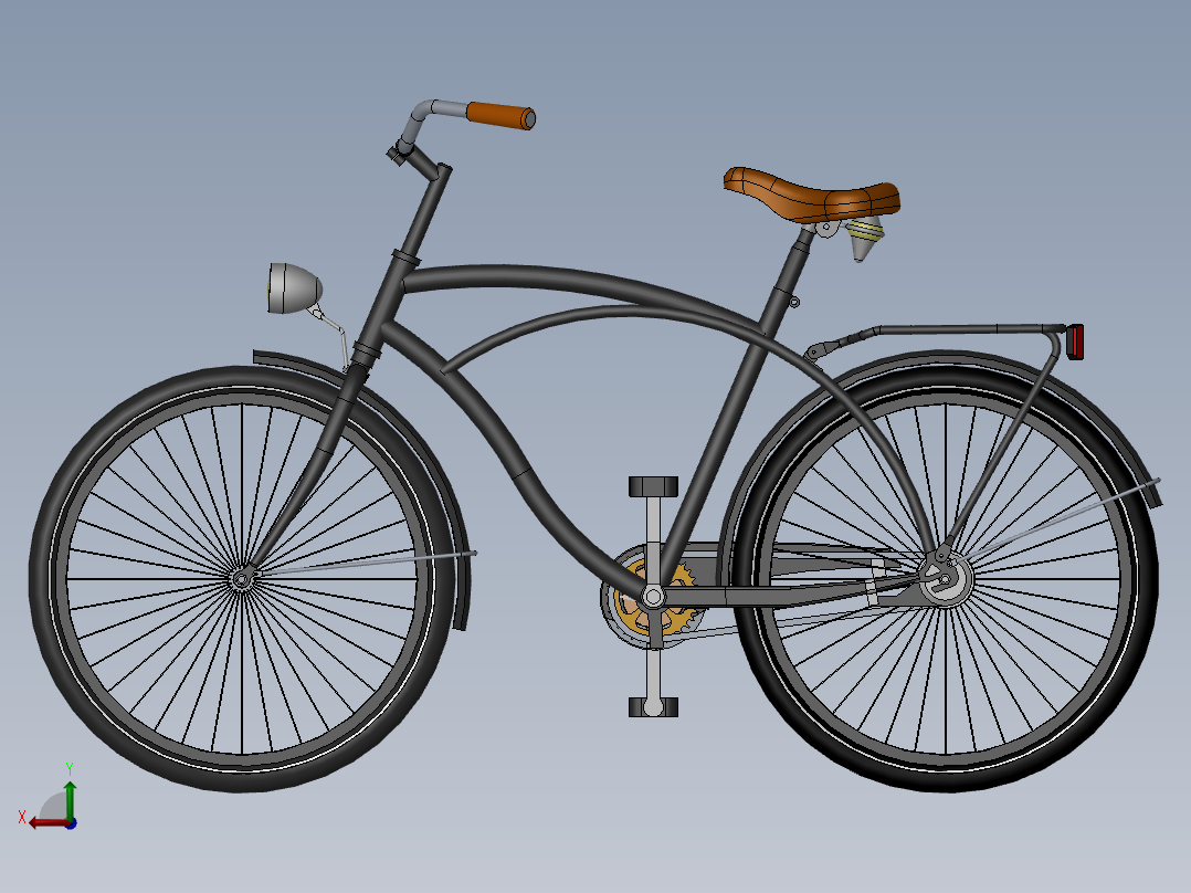 3---自行车2STEP三维图纸模型设计图纸后视图