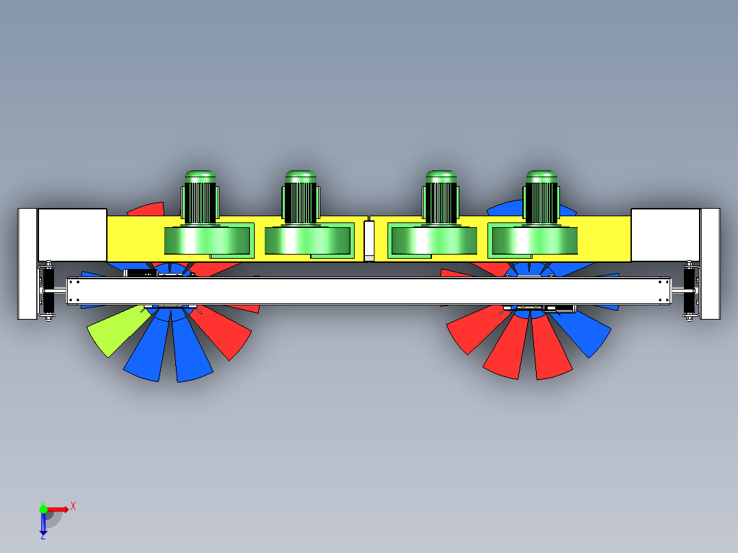 洗车机竖刷结构三维模型俯视图