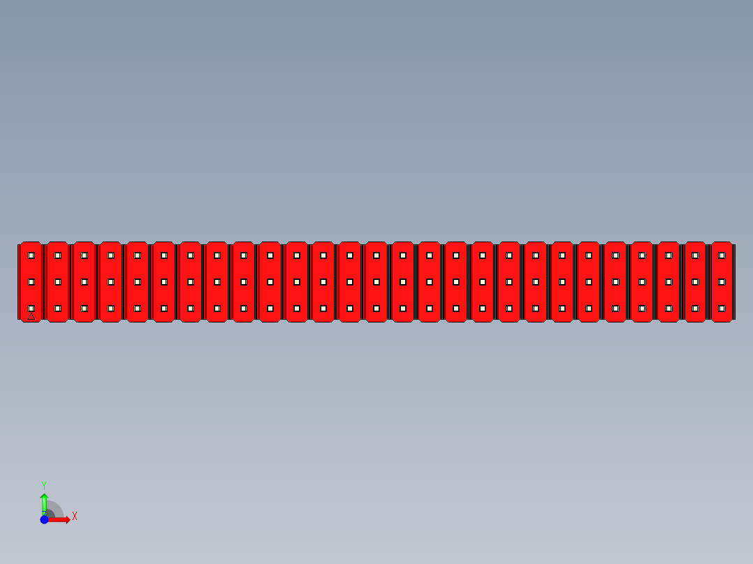 彩色公头100mil（2.54mm）系列-DS1021_red_3x27p_100mil_Type5_rev1.0前视图